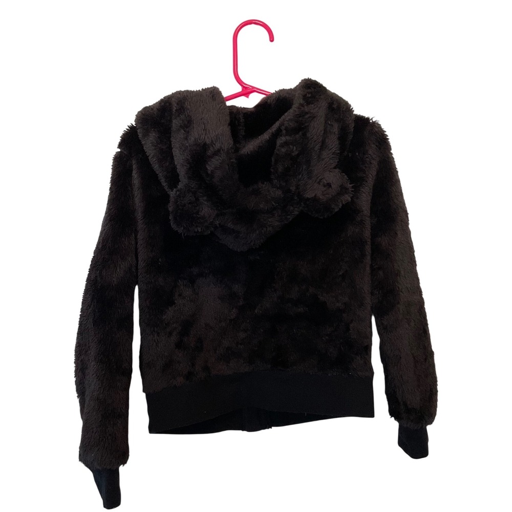 Juicy Couture Girls Black Faux Fur Hoodie Bear Ears Zip Up Jacket XS 5/6 - Picture 4 of 8